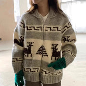 Damen Vintage Weihnachtsjacke Gemütlich Warmes Material 1
