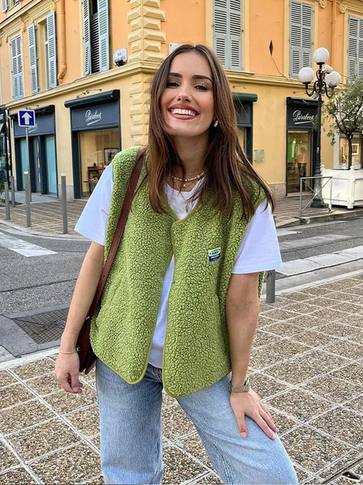 Damen Weste Ärmellos Lockerer Schnitt Kuschelig Warm Vielseitig Layering für Herbst Frühling 2