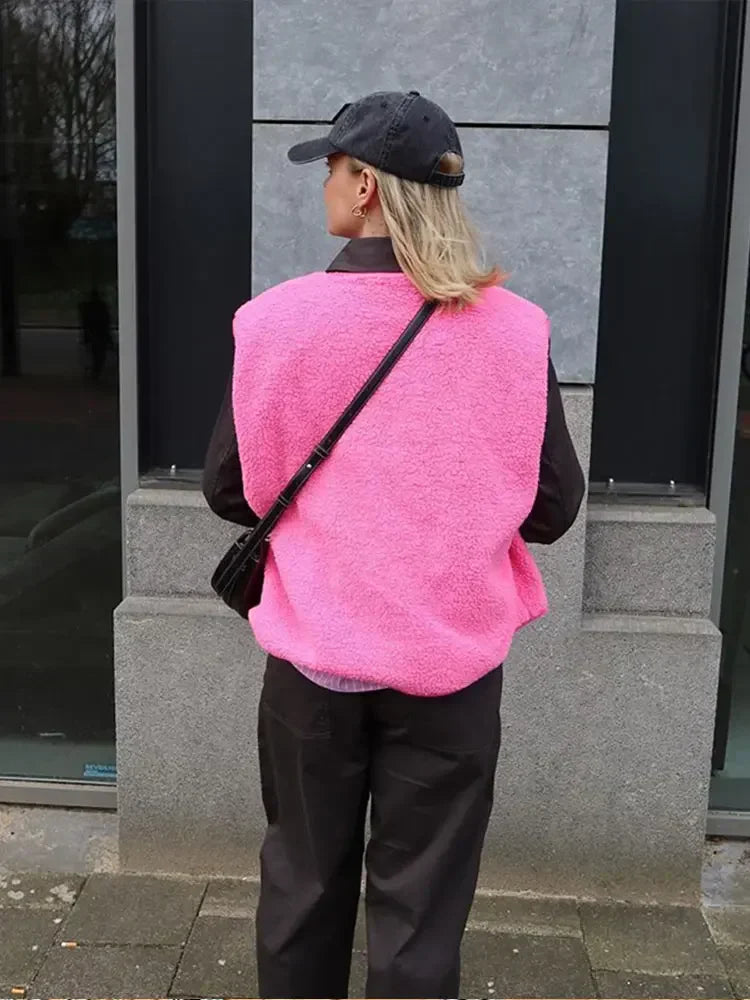 Damen Weste Ärmellos Lockerer Schnitt Kuschelig Warm Vielseitig Layering für Herbst Frühling 4