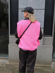 Damen Weste Ärmellos Lockerer Schnitt Kuschelig Warm Vielseitig Layering für Herbst Frühling 4