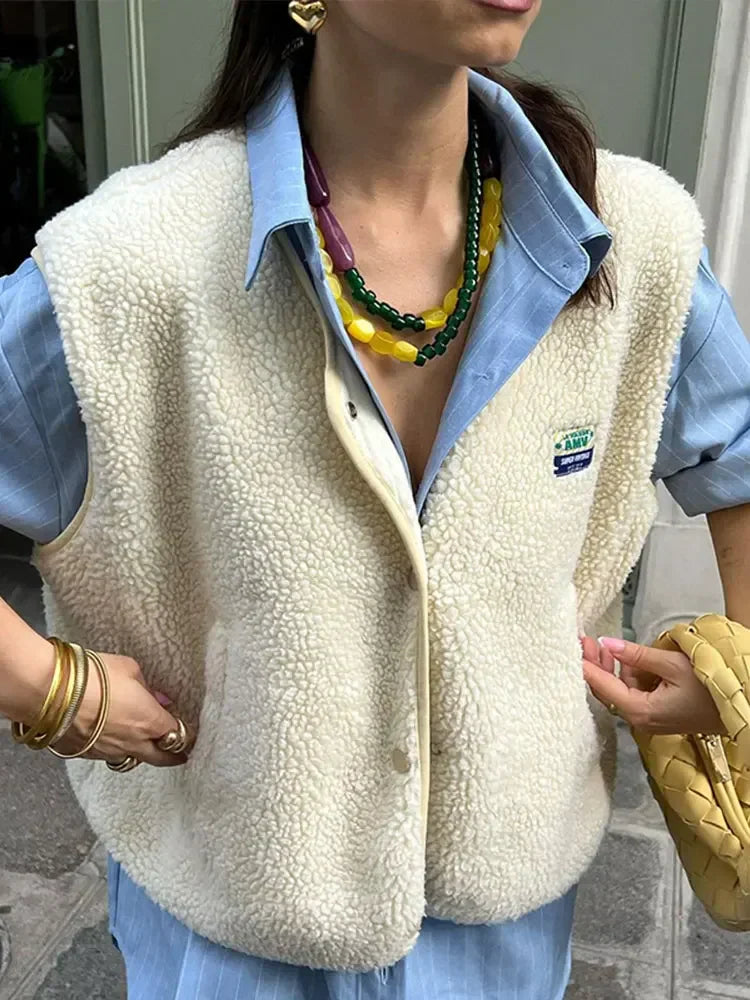 Damen Weste Ärmellos Lockerer Schnitt Kuschelig Warm Vielseitig Layering für Herbst Frühling 5