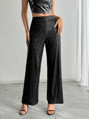 Damenweite Beinhose Festlich Pailletten Glamour 0