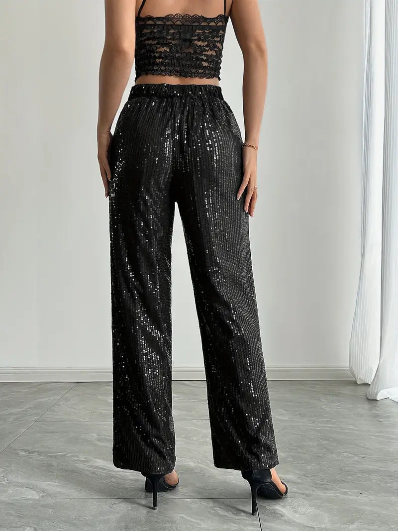 Damenweite Beinhose Festlich Pailletten Glamour 2