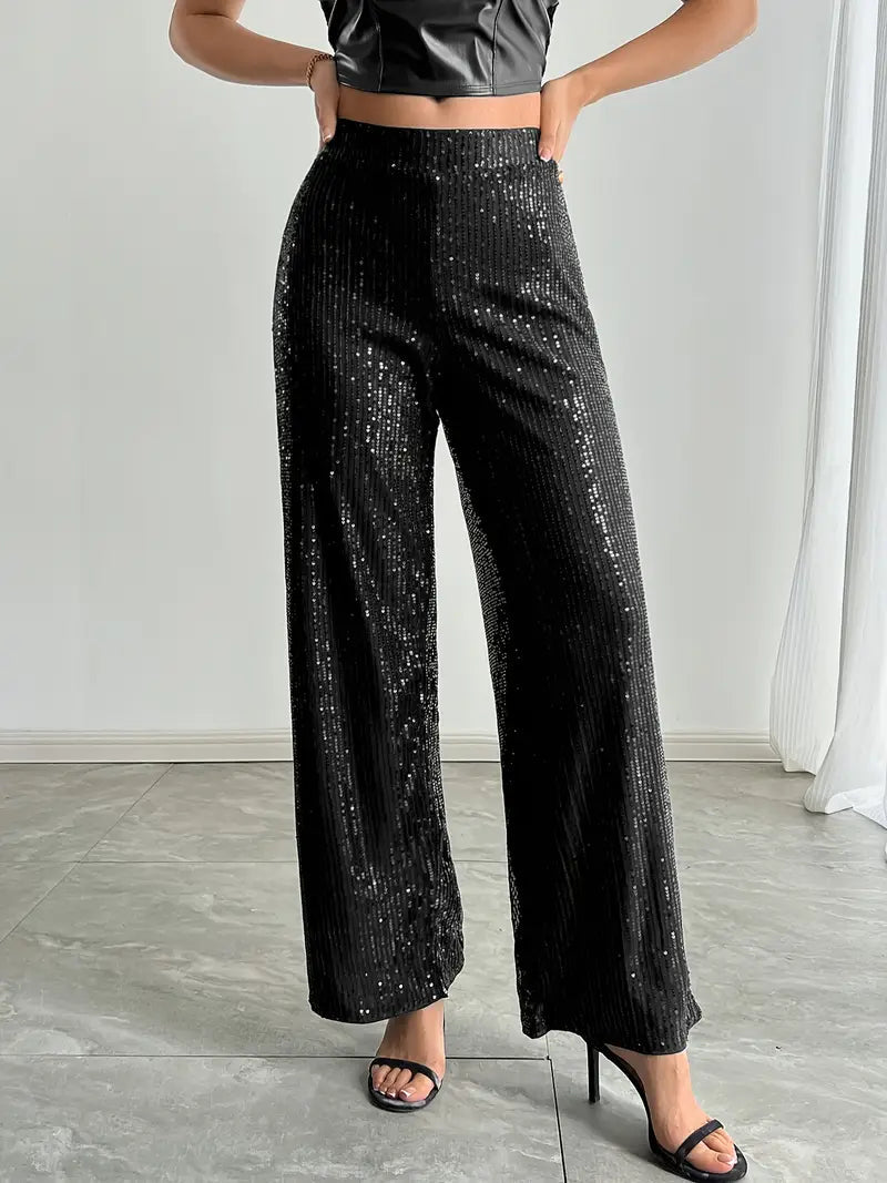 Damenweite Beinhose Festlich Pailletten Glamour 3