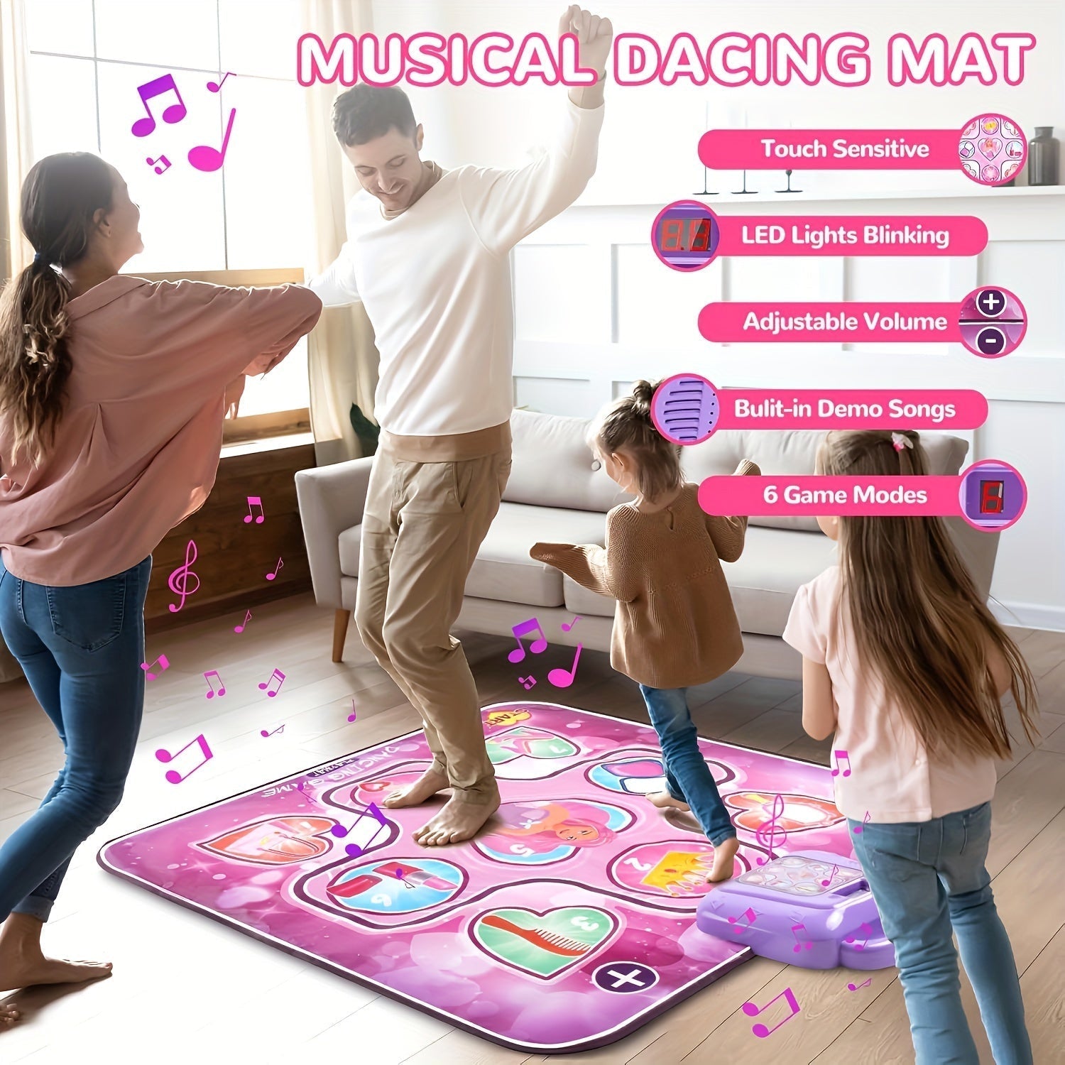 DanceJoy | Interaktive, lustige pinke Tanzmatte für Mädchen mit Punktefunktion 3