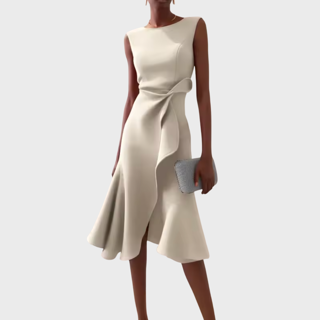 Drapiertes asymmetrisches Midikleid für Damen – Elegantes Sommerkleid 11