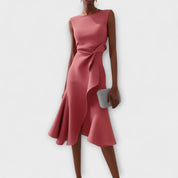 Drapiertes asymmetrisches Midikleid für Damen – Elegantes Sommerkleid 2