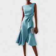 Drapiertes asymmetrisches Midikleid für Damen – Elegantes Sommerkleid 3