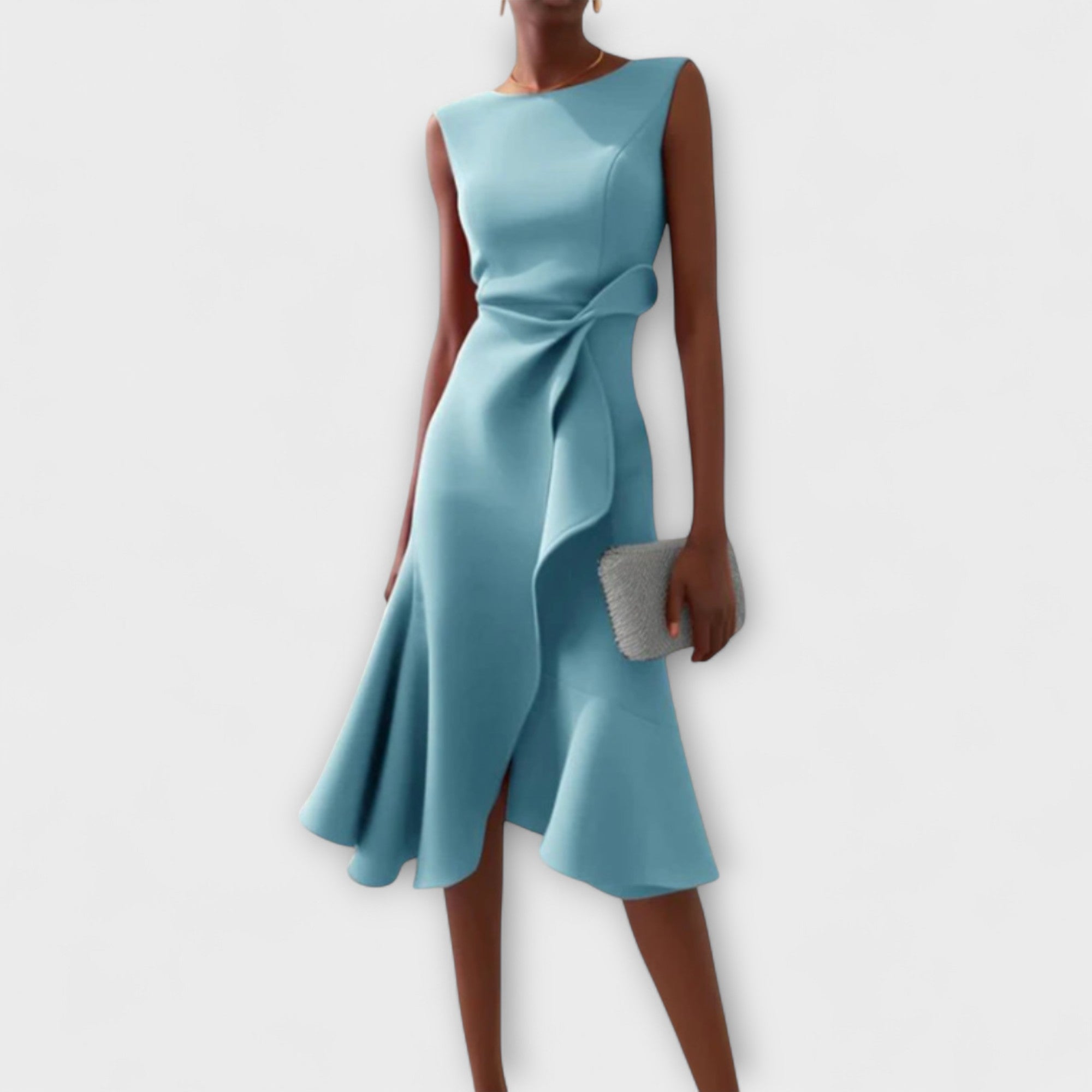 Drapiertes asymmetrisches Midikleid für Damen – Elegantes Sommerkleid 3