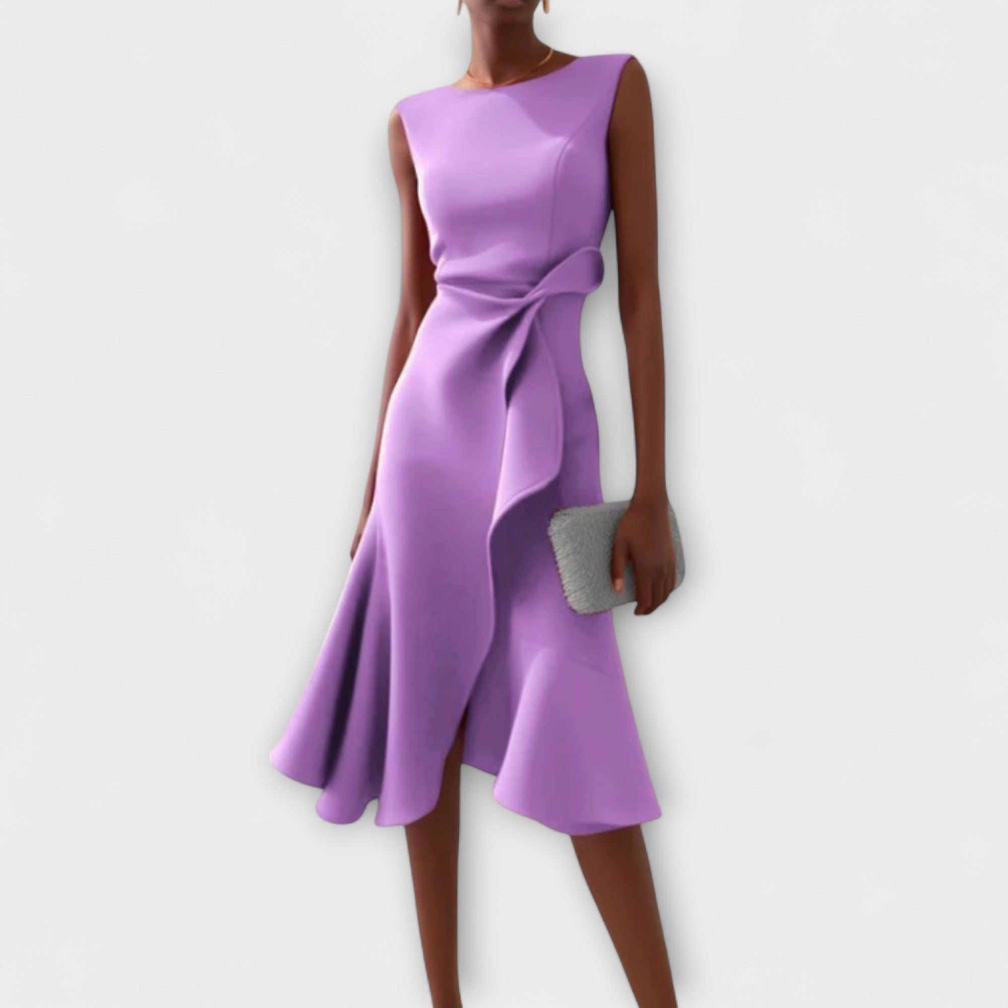 Drapiertes asymmetrisches Midikleid für Damen – Elegantes Sommerkleid 4