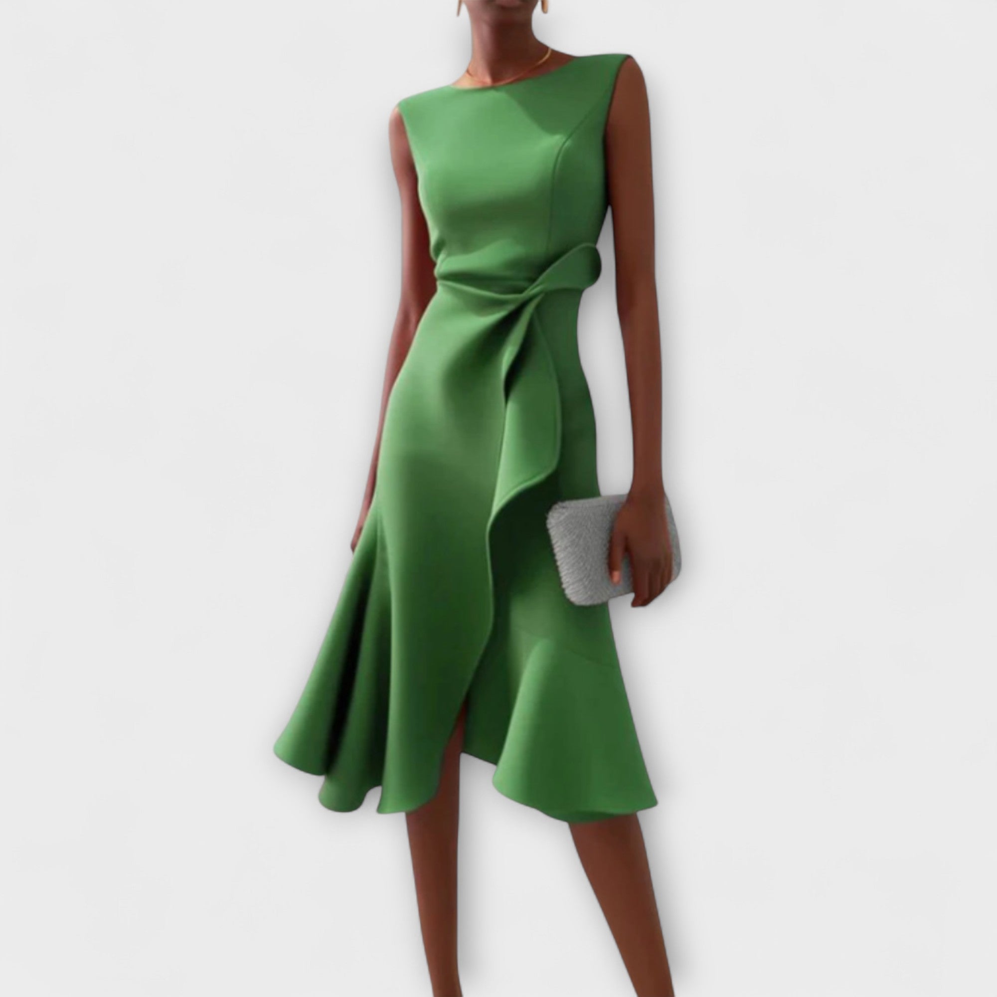 Drapiertes asymmetrisches Midikleid für Damen – Elegantes Sommerkleid 5