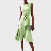 Drapiertes asymmetrisches Midikleid für Damen – Elegantes Sommerkleid 7