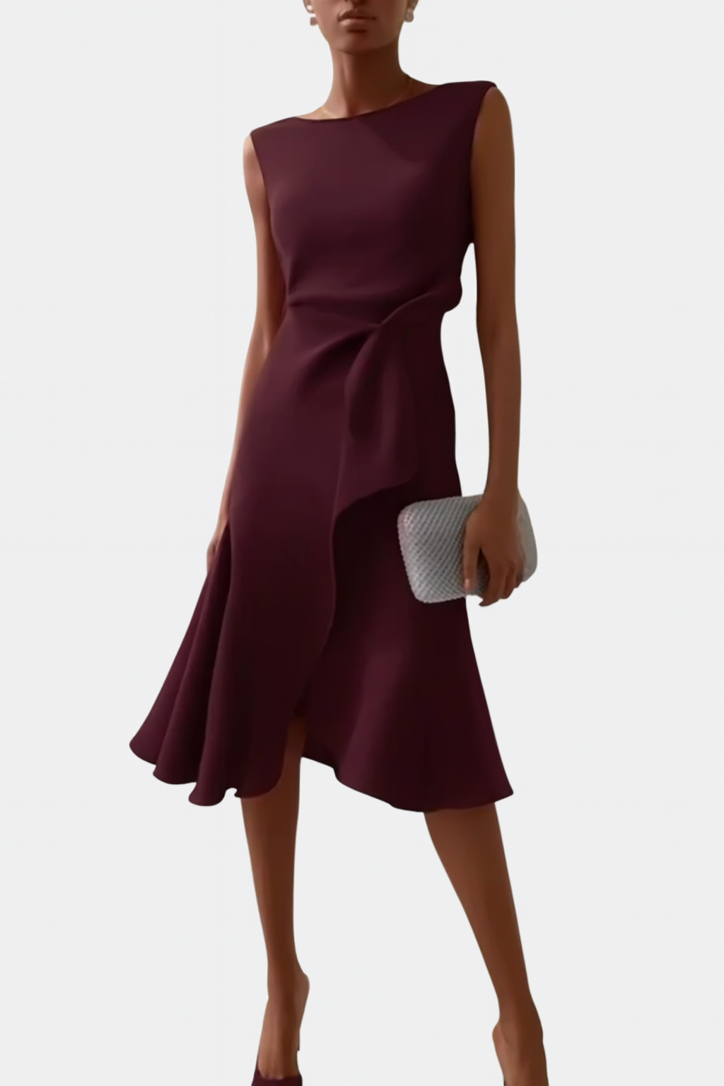 Drapiertes asymmetrisches Midikleid für Damen – Elegantes Sommerkleid 9