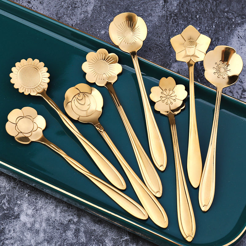 Edelstahl Teelöffel Set 8-teilig Mit Floralem Griffdesign, Rostfrei & Spülmaschinenfest 0