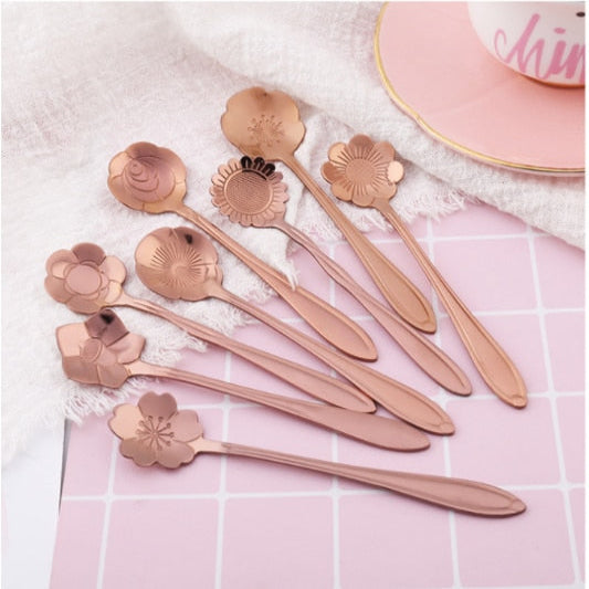 Edelstahl Teelöffel Set 8-teilig Mit Floralem Griffdesign, Rostfrei & Spülmaschinenfest 1