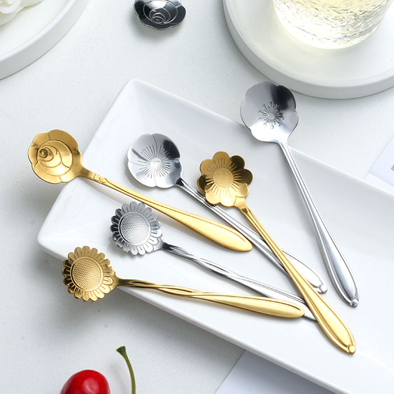 Edelstahl Teelöffel Set 8-teilig Mit Floralem Griffdesign, Rostfrei & Spülmaschinenfest 6