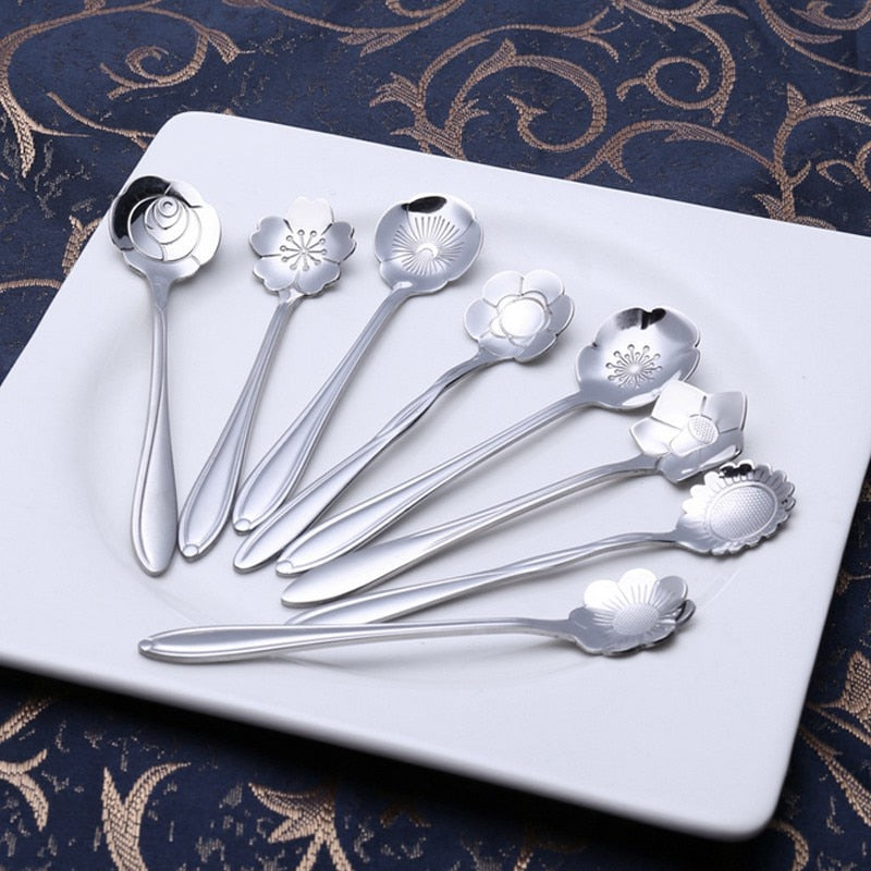 Edelstahl Teelöffel Set 8-teilig Mit Floralem Griffdesign, Rostfrei & Spülmaschinenfest 9