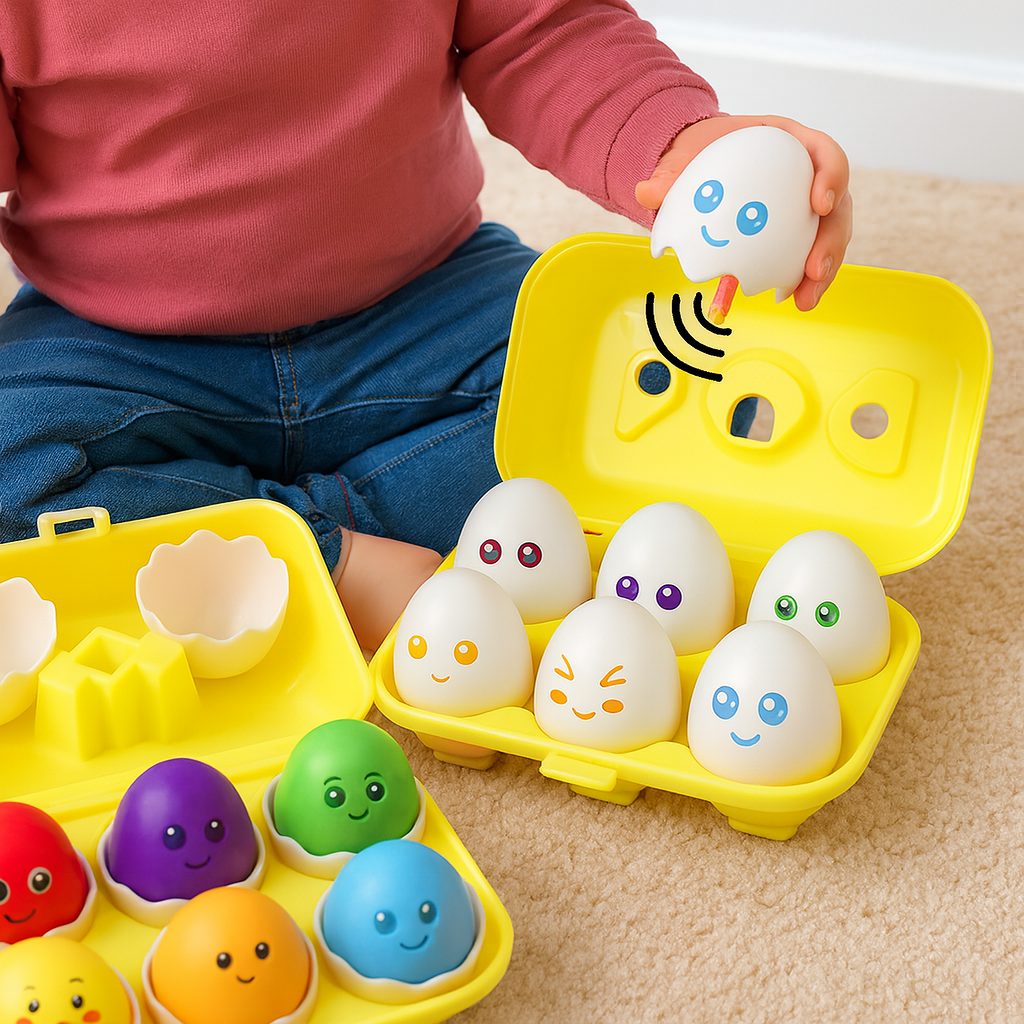 EggMatch | Montessori-Farbenzuordnungs-Eierspielzeug für frühes Lernen und Koordination 0