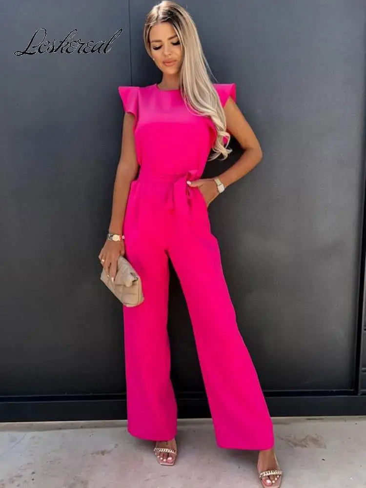Chic elfenbensvit jumpsuit med elegant rosett detalj