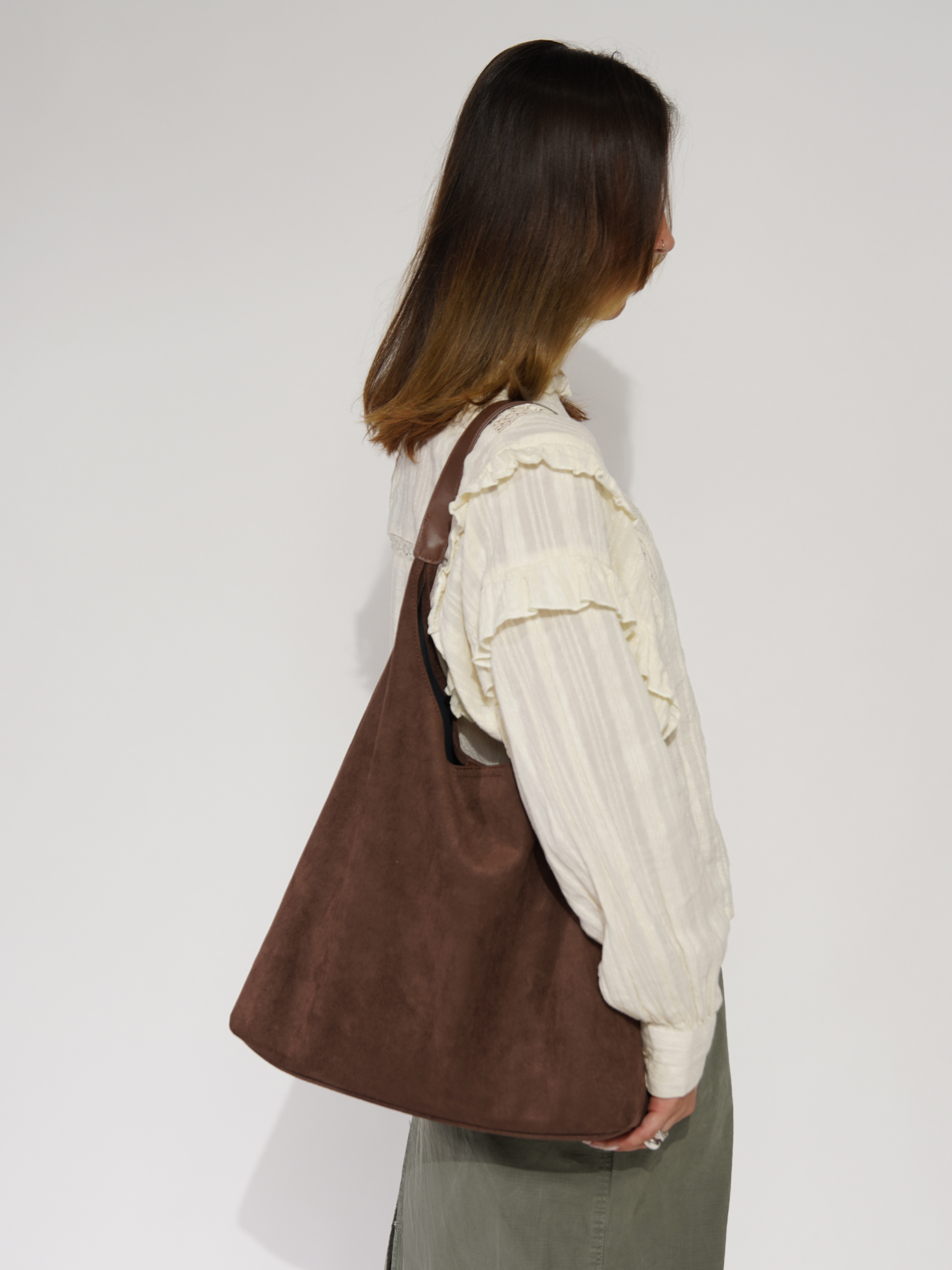 Elegante Damen-Ledertasche, vielseitiges Wildleder 2