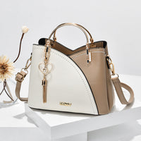 Elegante Damenhandtasche aus stilvollem PU-Leder mit geräumigem Design - Weiß/Braun