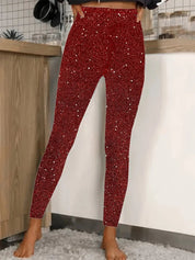 Elegante Hose Damen Pailletten Glamour Schmaler Schnitt Polyester 0