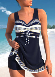 Eleganter Badeanzug Damen Zweiteilig mit Rock für Strand und Pool - Stylischer Tankini Bademode Sommer 0