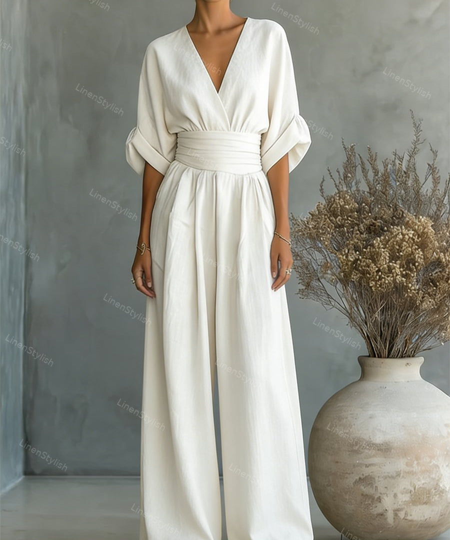 Eleganter Damen-Overall mit V-Ausschnitt für jeden Anlass 0