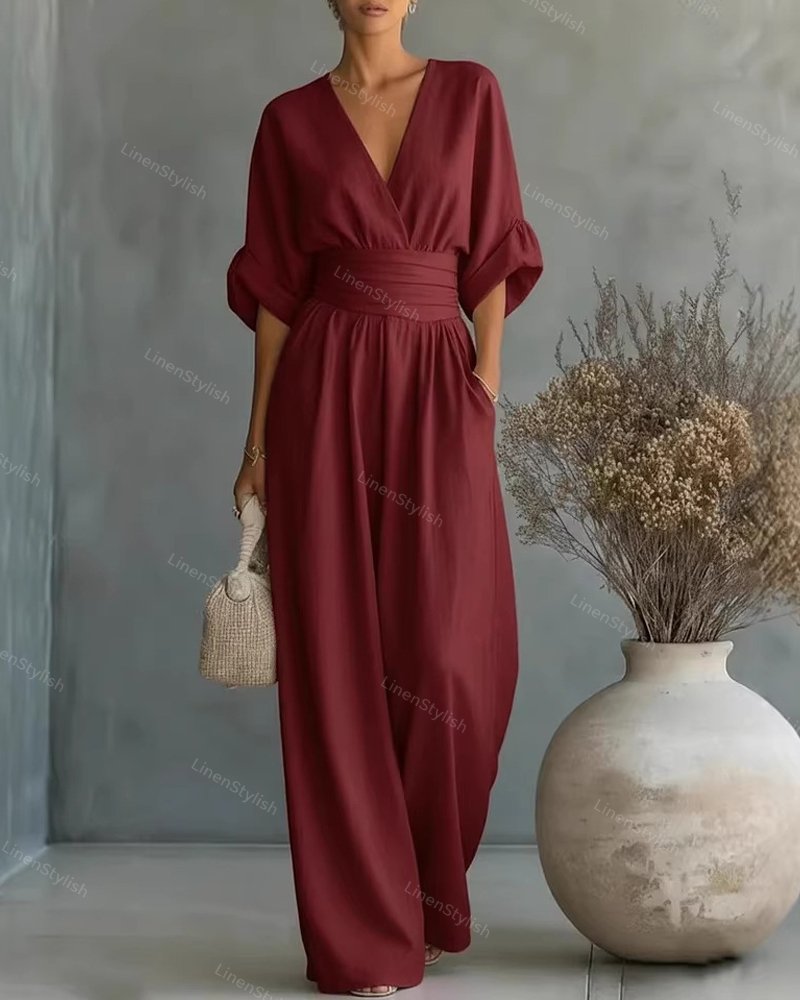 Eleganter Damen-Overall mit V-Ausschnitt für jeden Anlass 1