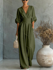 Eleganter Damen-Overall mit V-Ausschnitt für jeden Anlass 11