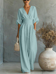 Eleganter Damen-Overall mit V-Ausschnitt für jeden Anlass 12