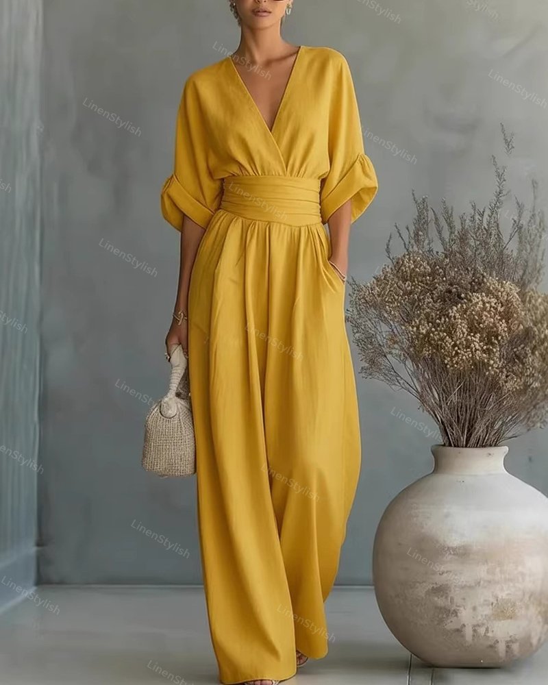 Eleganter Damen-Overall mit V-Ausschnitt für jeden Anlass 14