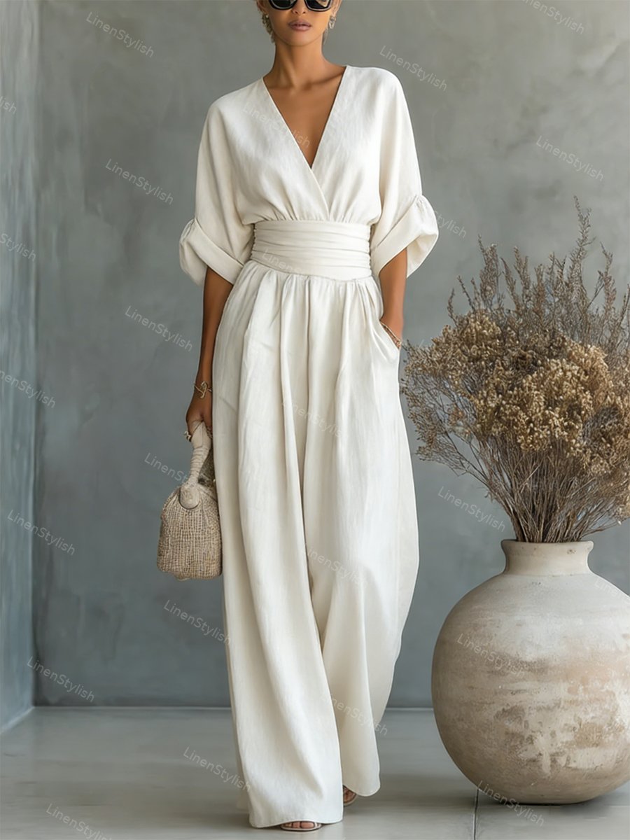 Eleganter Damen-Overall mit V-Ausschnitt für jeden Anlass 2