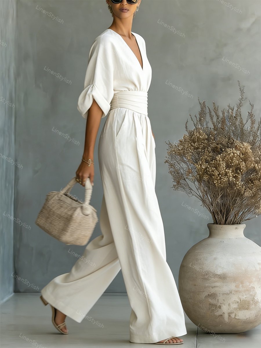 Eleganter Damen-Overall mit V-Ausschnitt für jeden Anlass 3