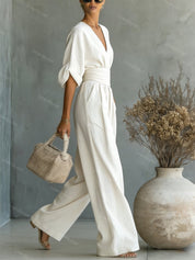 Eleganter Damen-Overall mit V-Ausschnitt für jeden Anlass 3