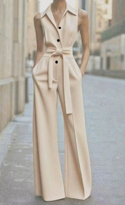 Eleganter Damen Overall Mit Ärmellosem Reversausschnitt & Weitem Bein – Stilvoll Für Jeden Anlass 1