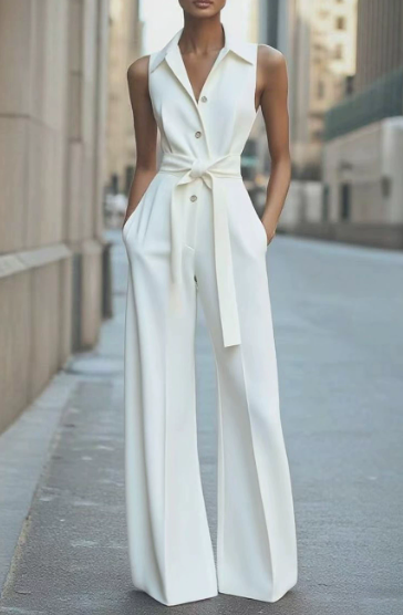 Eleganter Damen Overall Mit Ärmellosem Reversausschnitt & Weitem Bein – Stilvoll Für Jeden Anlass 5