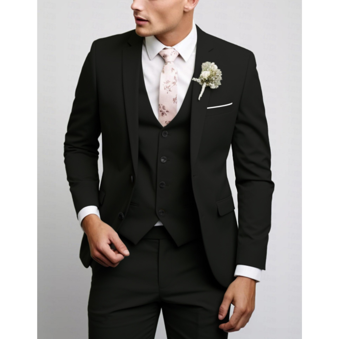 Eleganter Dreiteiliger Anzug Herren Mit Weste Für Formelle Anlässe - Stilvolle Herrenanzüge Für Hochzeiten Und Meetings 1