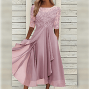 Elegantes Abendkleid mit Spitzendetails und 3/4-Ärmeln für Damen – Klassischer Stil für festliche Anlässe 6