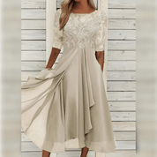 Elegantes Abendkleid mit Spitzendetails und 3/4-Ärmeln für Damen – Klassischer Stil für festliche Anlässe 7