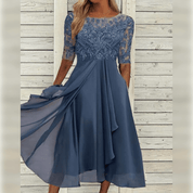 Elegantes Abendkleid mit Spitzendetails und 3/4-Ärmeln für besondere Anlässe 2