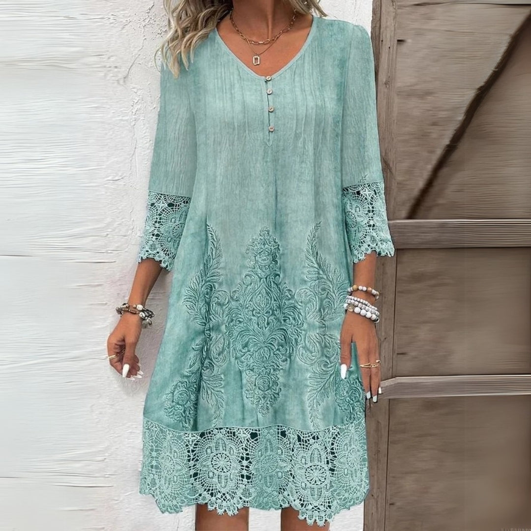 Elegantes Blumen-Midikleid für Damen Sommerkleid bequem und stilvoll Hochzeit 1