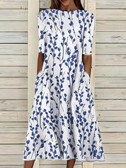 Elegantes Blumen-Midikleid für Frauen – Schmeichelhafte A-Linie für Sommer 0