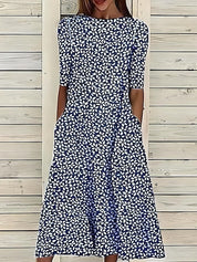 Elegantes Blumen-Midikleid für Frauen – Schmeichelhafte A-Linie für Sommer 1