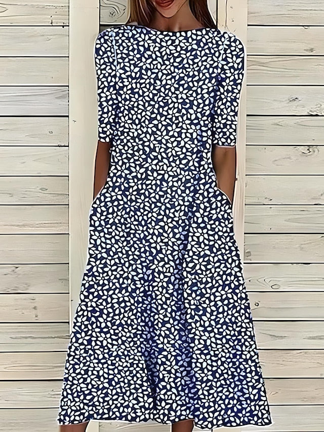 Elegantes Blumen-Midikleid für Frauen – Schmeichelhafte A-Linie für Sommer 1