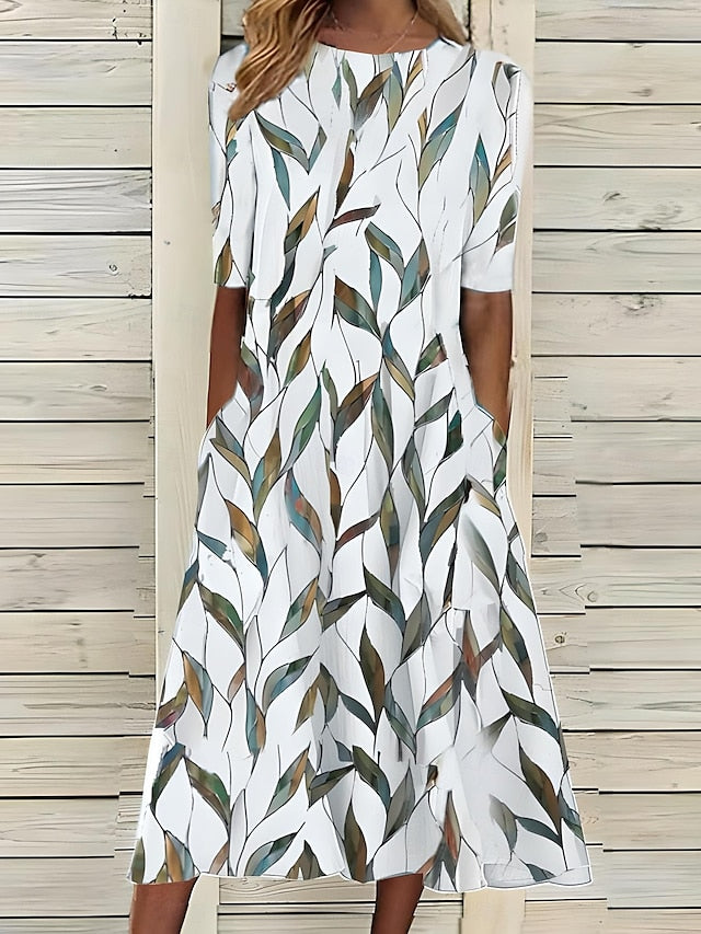 Elegantes Blumen-Midikleid für Frauen – Schmeichelhafte A-Linie für Sommer 2