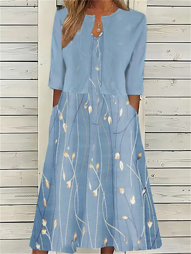 Elegantes Blumenkleid Damen – Festliches Midi-Kleid für Sommerveranstaltungen und besondere Anlässe 1