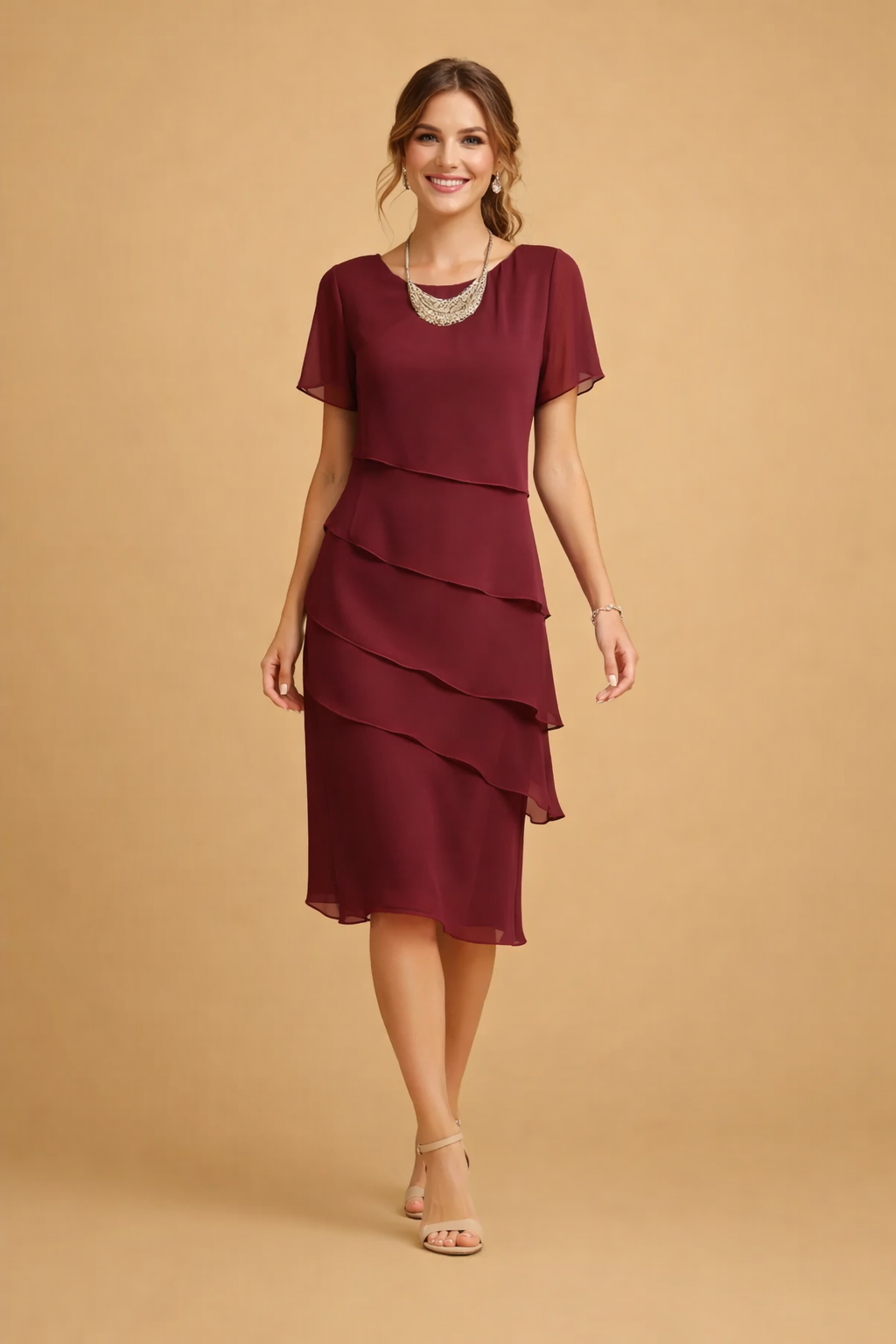 Elegantes Chiffonkleid für Damen mit entspannter Passform für Frühling und Sommer 0