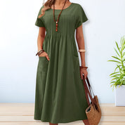 Elegantes Damen Kleid Für Den Sommer – Lässiges Mittellanges Kleid Mit Praktischen Taschen 1