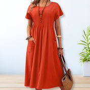 Elegantes Damen Kleid Für Den Sommer – Lässiges Mittellanges Kleid Mit Praktischen Taschen 2